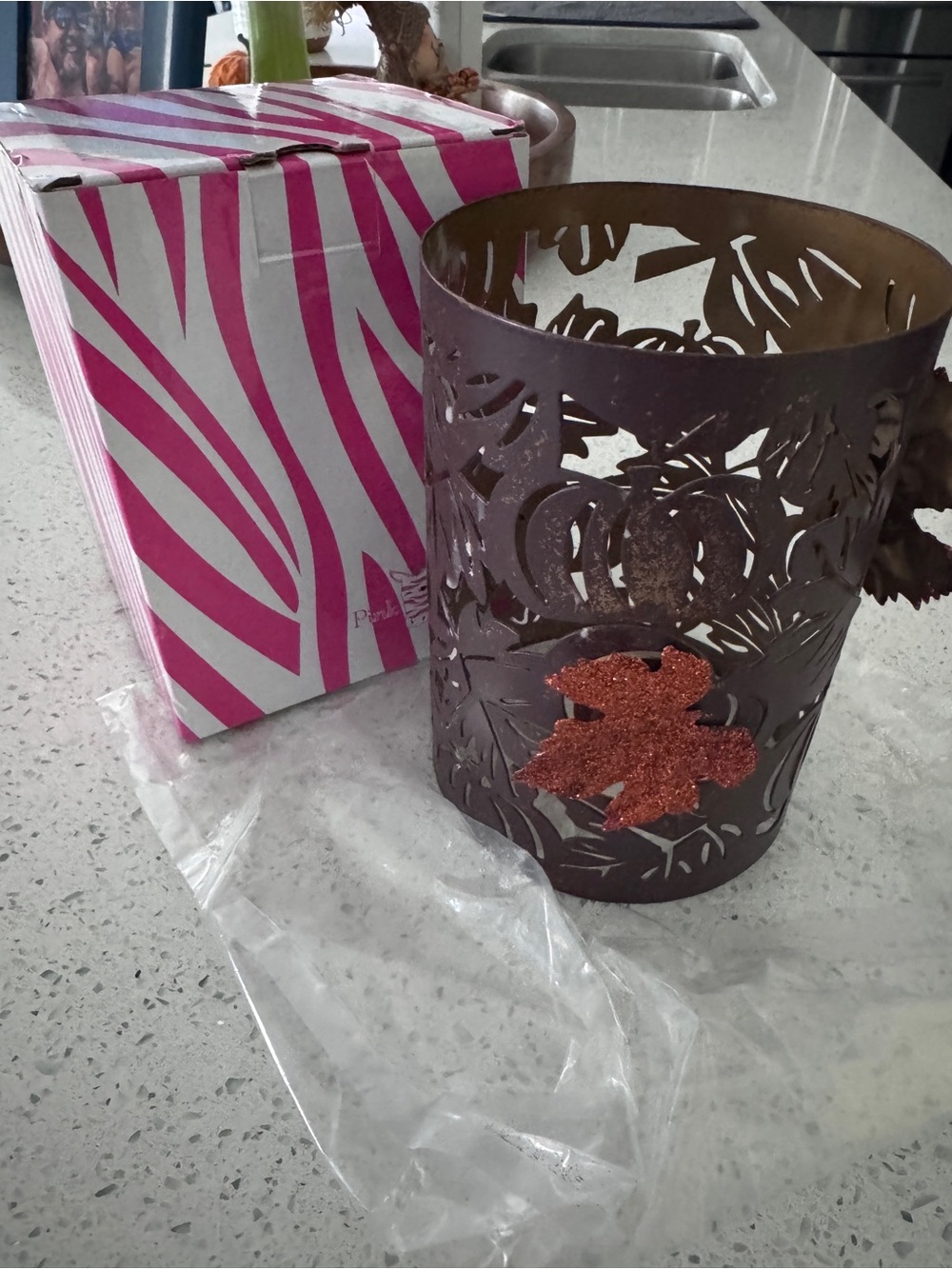Pink Zebra Fall Leaves Shade cover